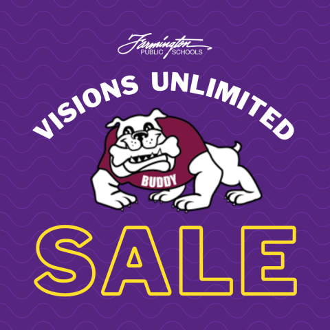 Farmington Public Schools logo. Visions Unlimited Sale.