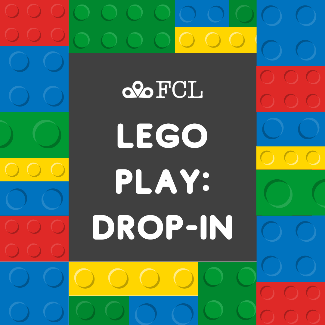 LEGO blocks are in the background; "LEGO Play: Drop-in" is written in plain text