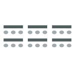 Three columns of tables with seating placed behind the tables. 